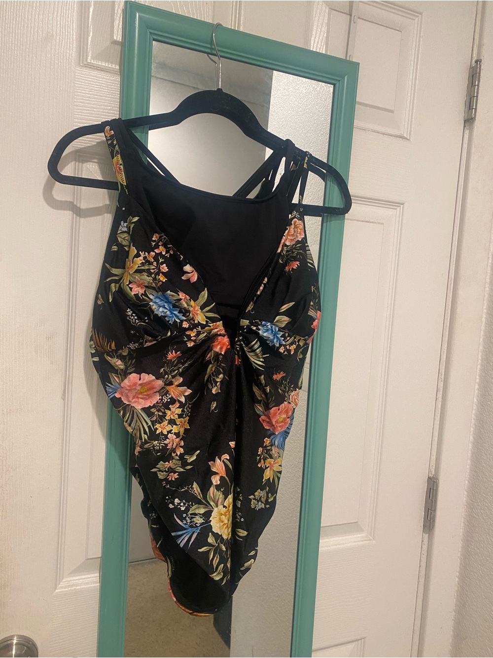 Floral one piece swimsuit with sports bikini bra